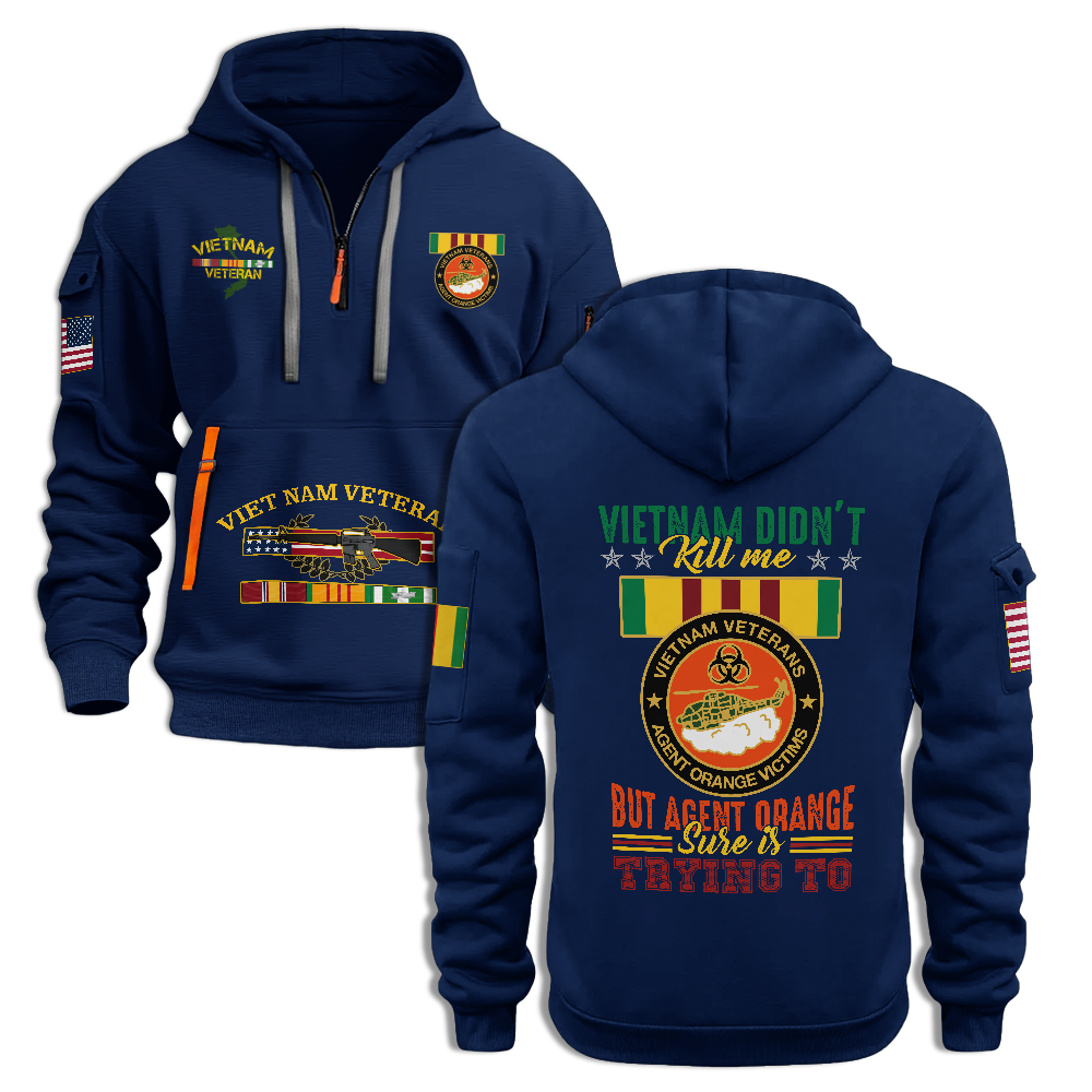 Agent Orange Vietnam Didn't Kill Me Quarter Zip Hoodie