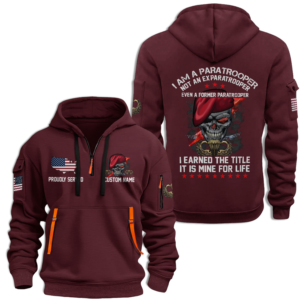 Personalizable Airborne I Am a Paratrooper Quarter Zip Hoodie