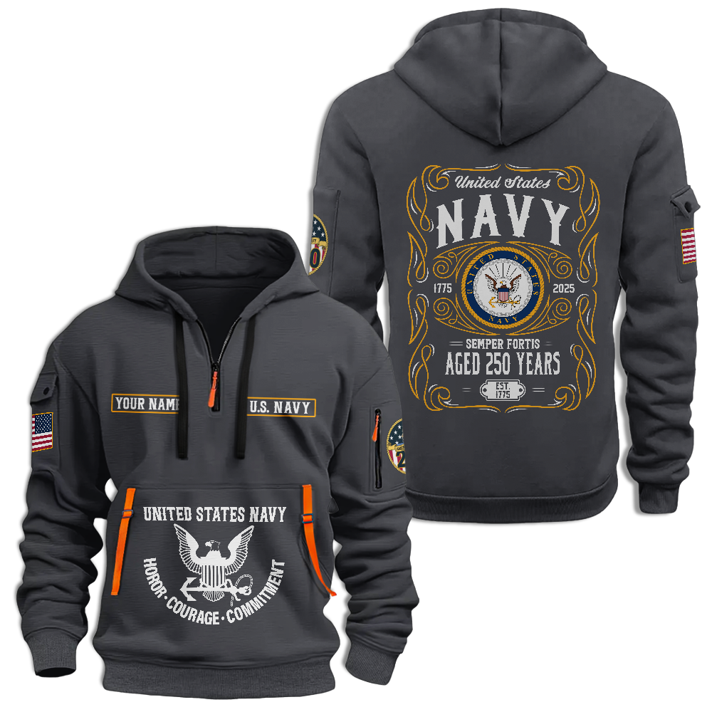 Personalizable Navy 250th Anniversary Quarter Zip Hoodie