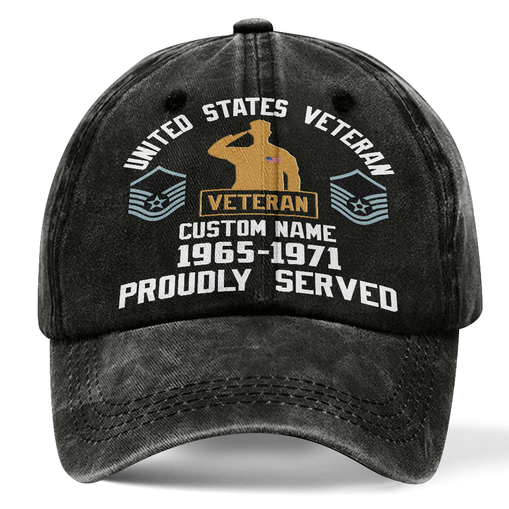 Personalizable Veteran Proudly Served Washed Cap