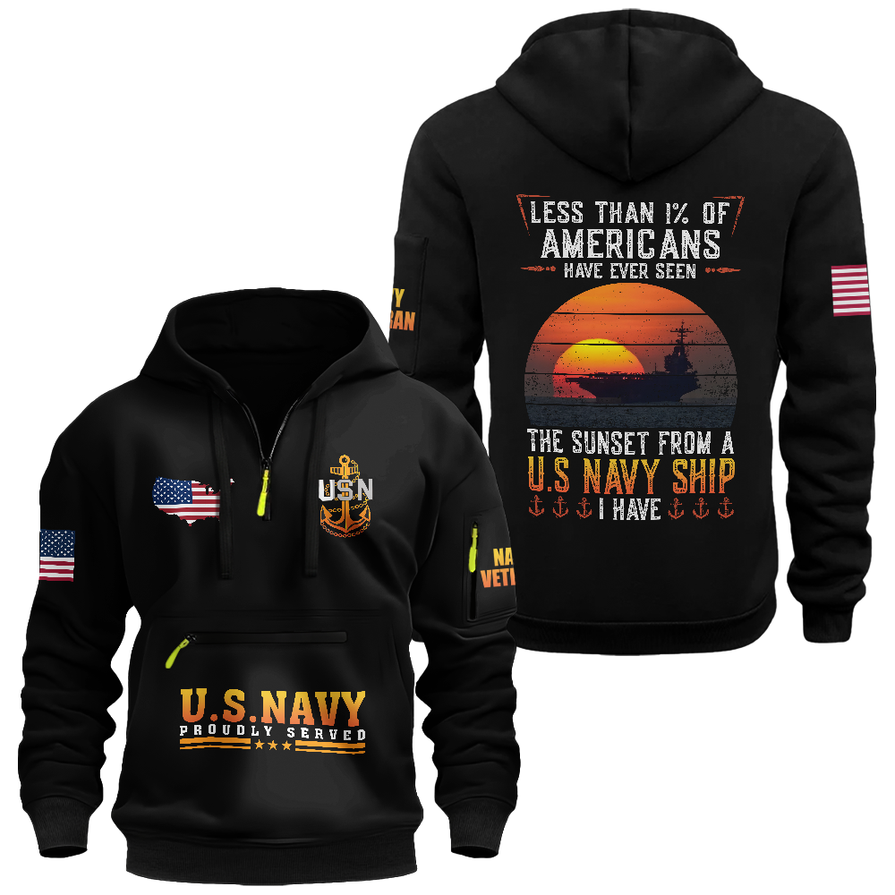 Less Than 1% Sunset Zipper Pouch Quarter-Zip Hoodie