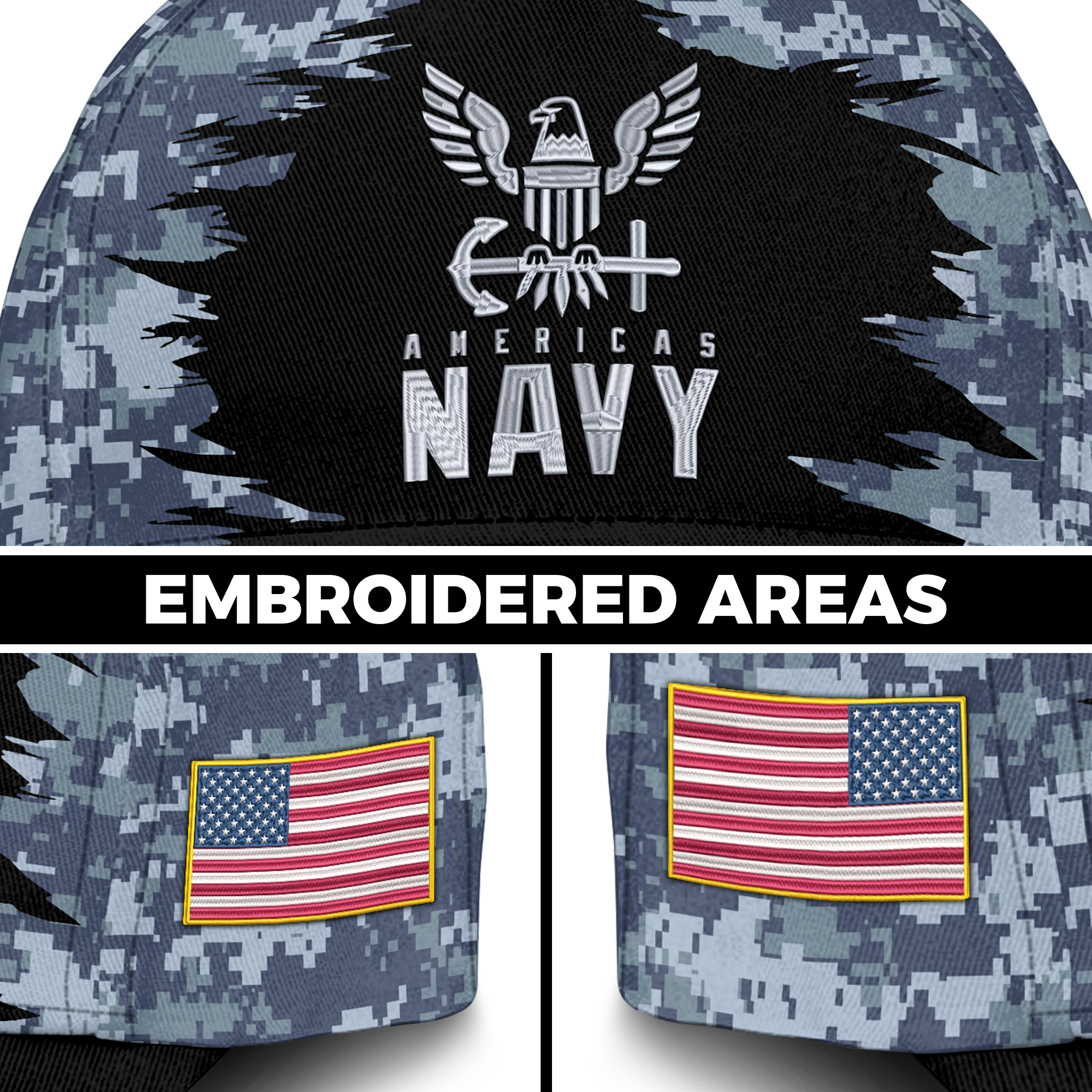 Navy 250th Anniversary Embroidered & Printed Cap