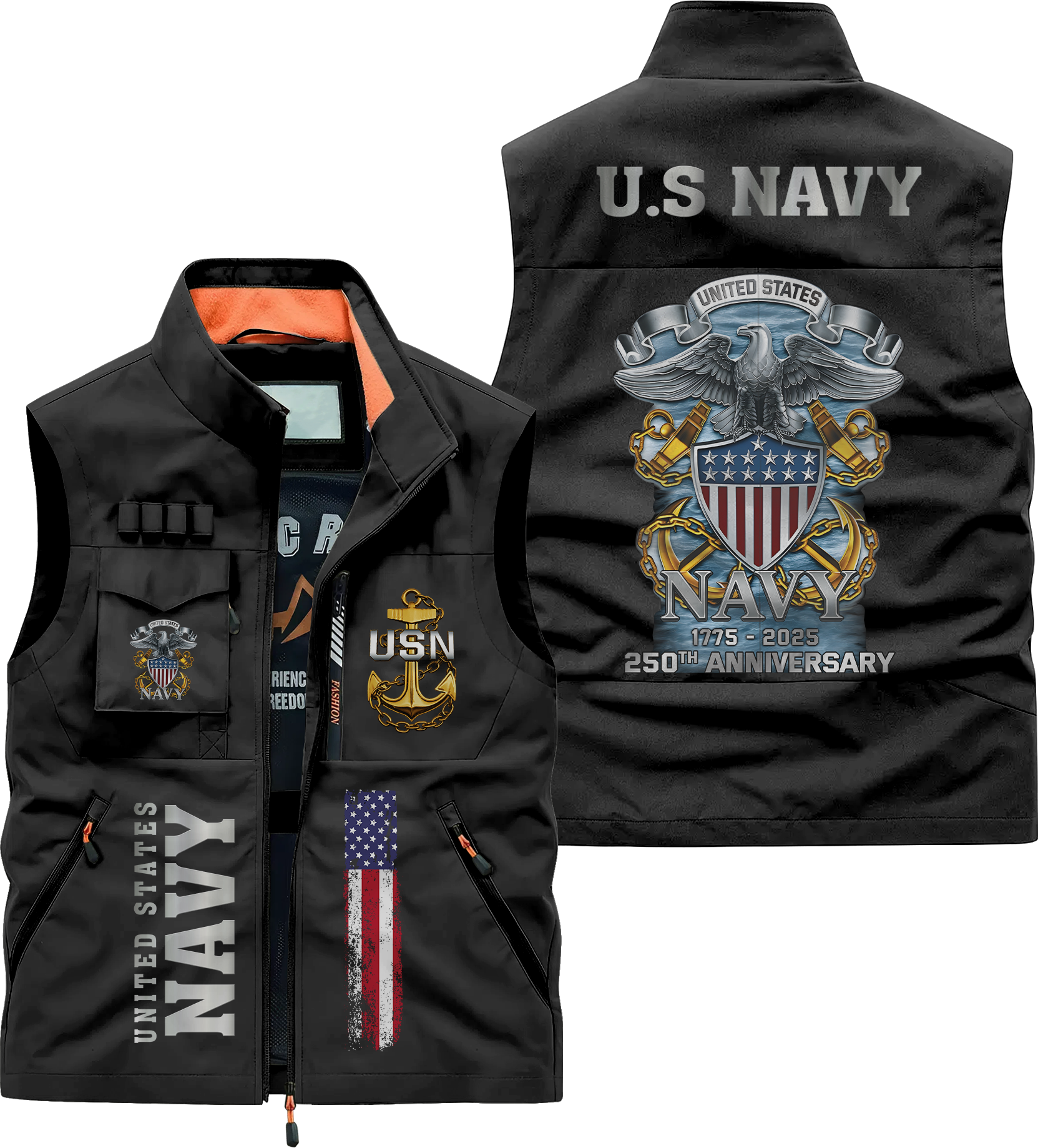 Navy 250th Anniversary Pocket Vest