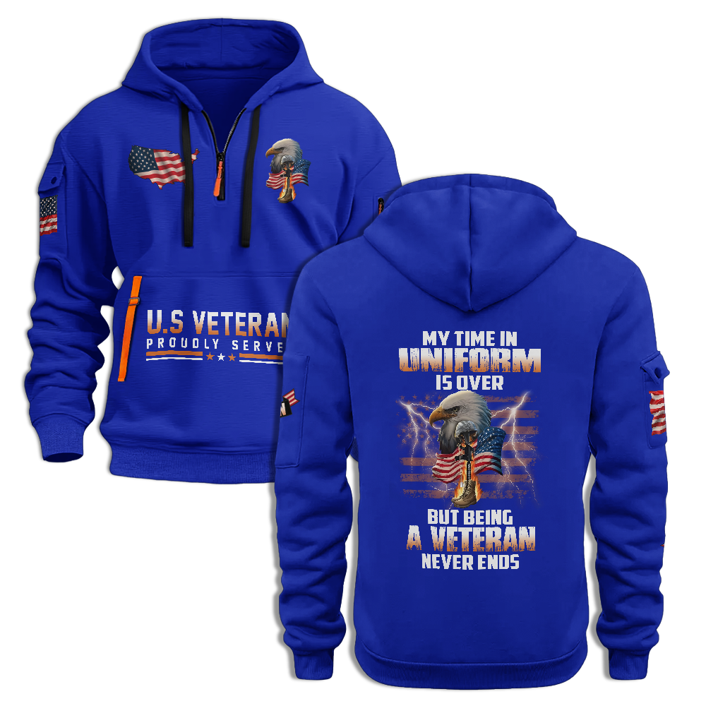 Being A Veteran Never Ends Quarter Zip Hoodie