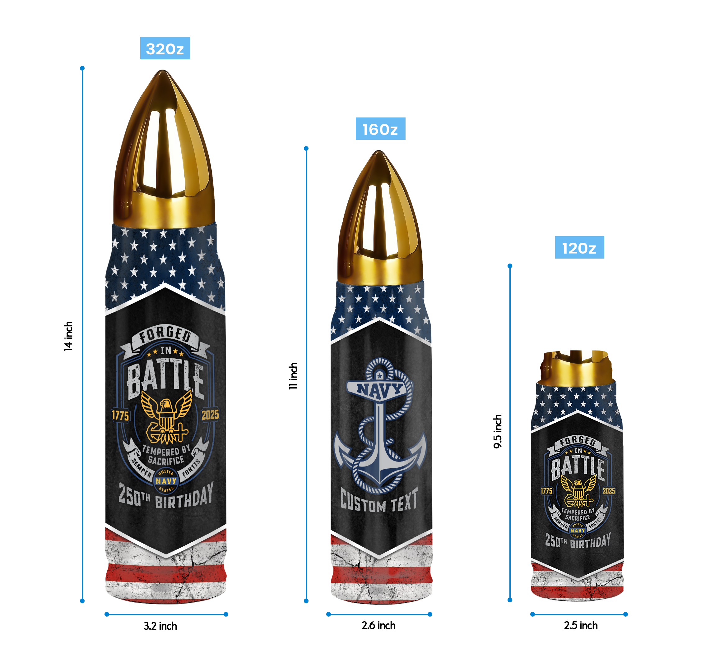 Navy 250th Anniversary Bullet Tumbler