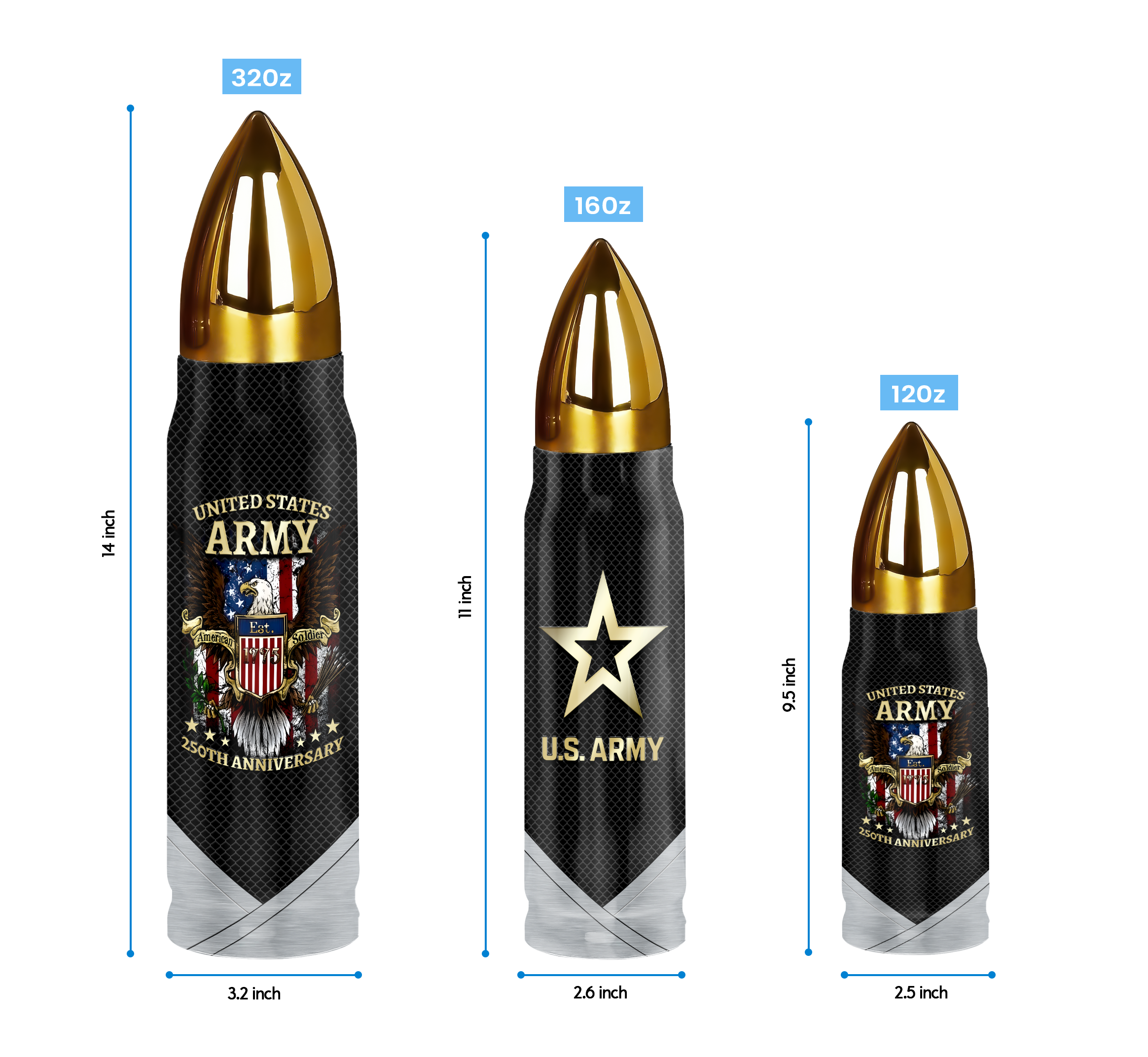 Army 250th Anniversary Bullet Tumbler