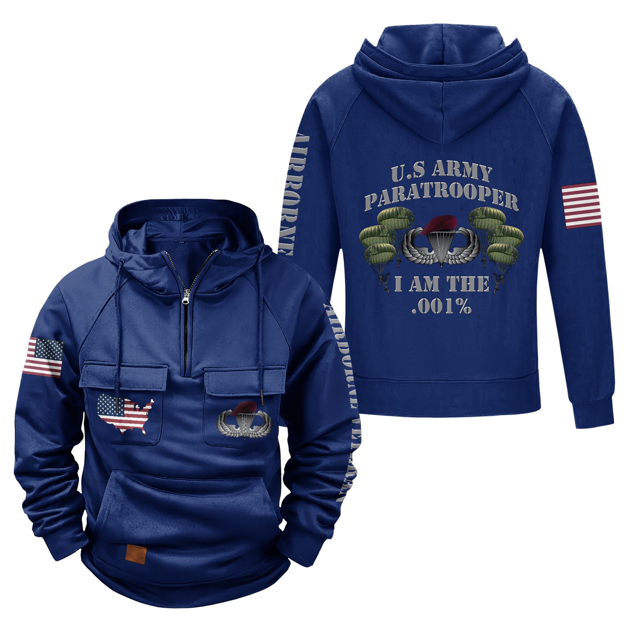 Paratrooper I Am The .001% Vintage Quarter Zip Hoodie