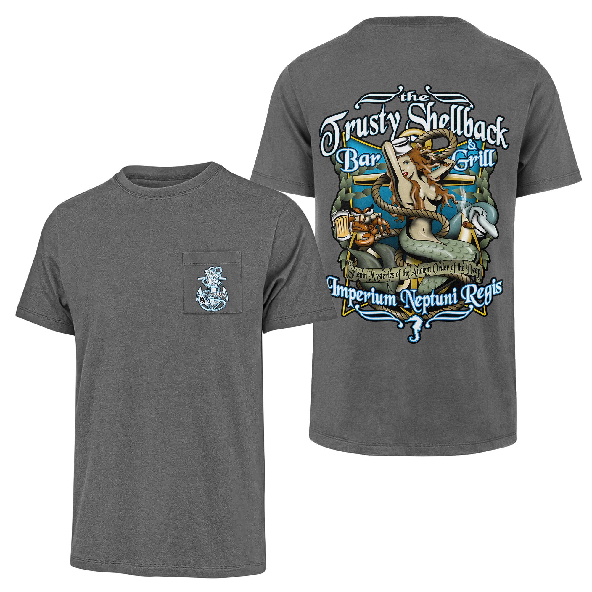 Trusty Shellback Imperium Neptuni Regis Double Sided Pocket T-shirt