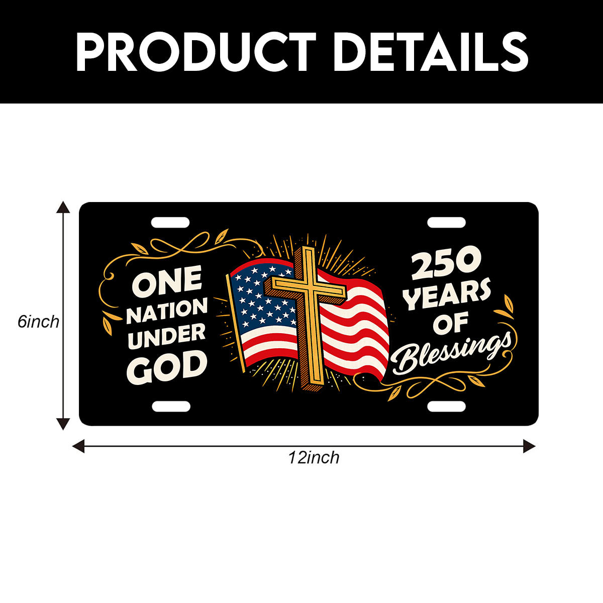 America 250 Years of Freedom Aluminum License Plate