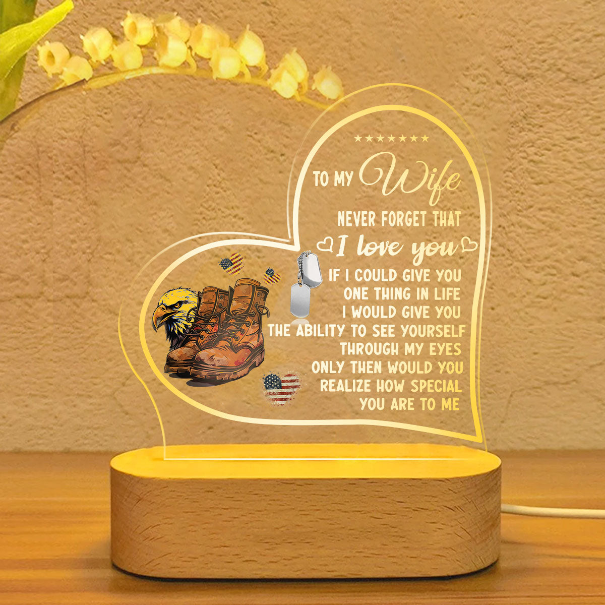 Veteran's Wife To My Wife - 3D LED LAMP