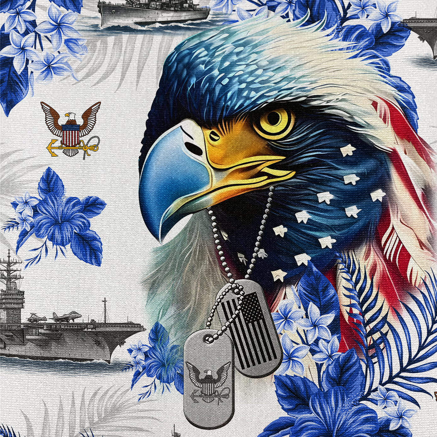 Navy Tropical Cuban Shirt