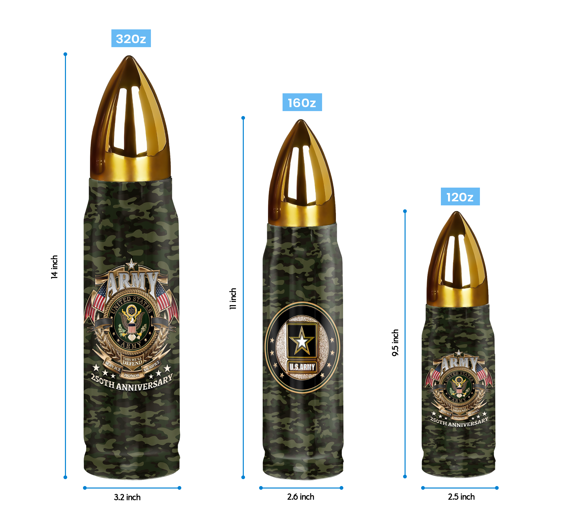 Army 250th Anniversary Bullet Tumbler