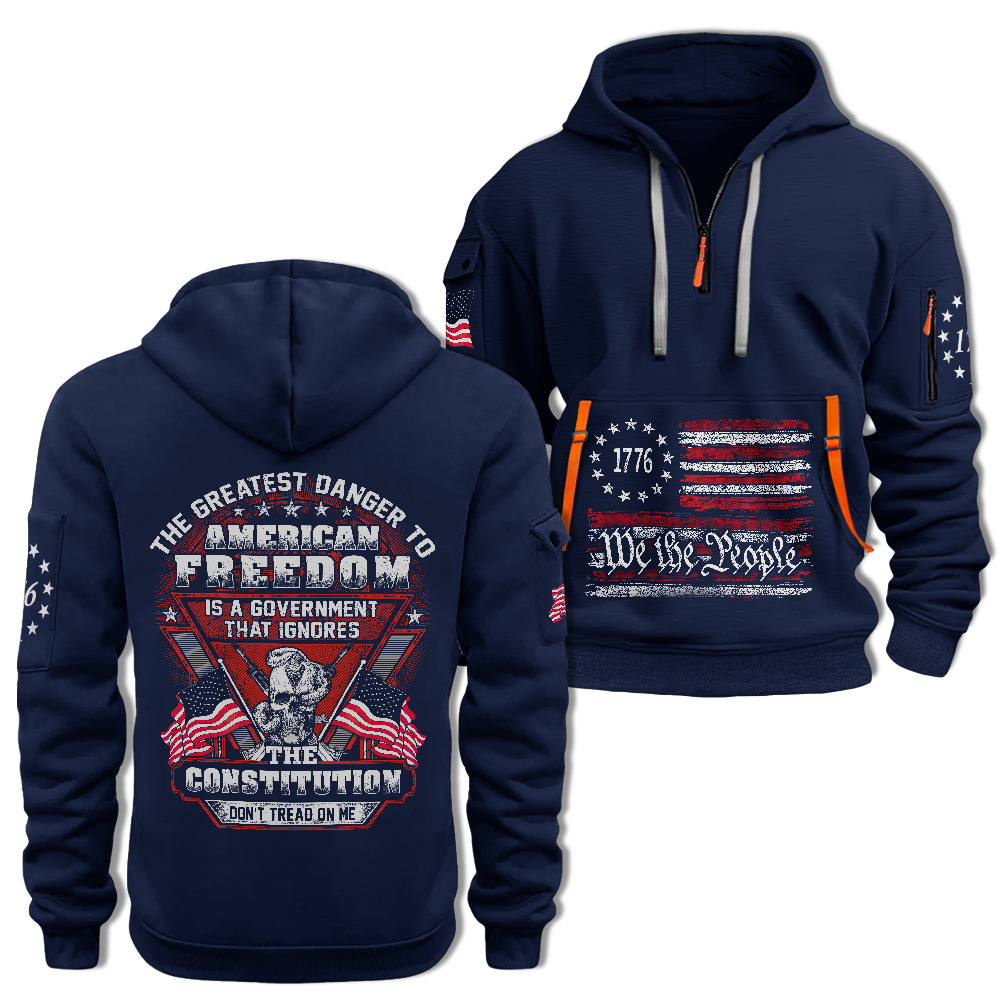 The Greatest Danger To American Freedom Quarter Zip Hoodie