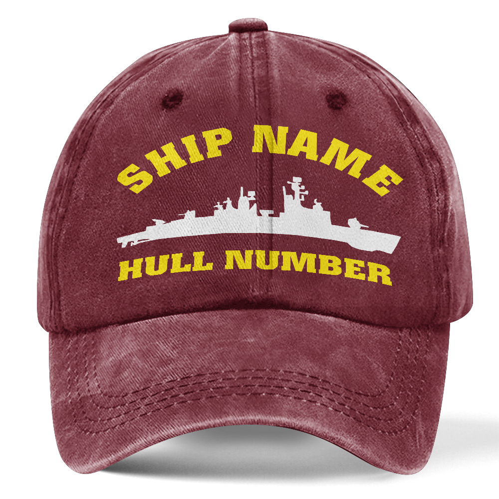 Personalized Navy Ship Name Washed Cap