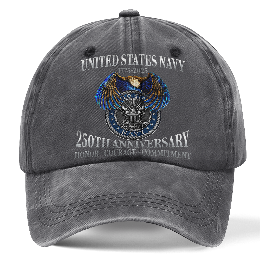 Personalizable Navy 250th Anniversary Washed Cap