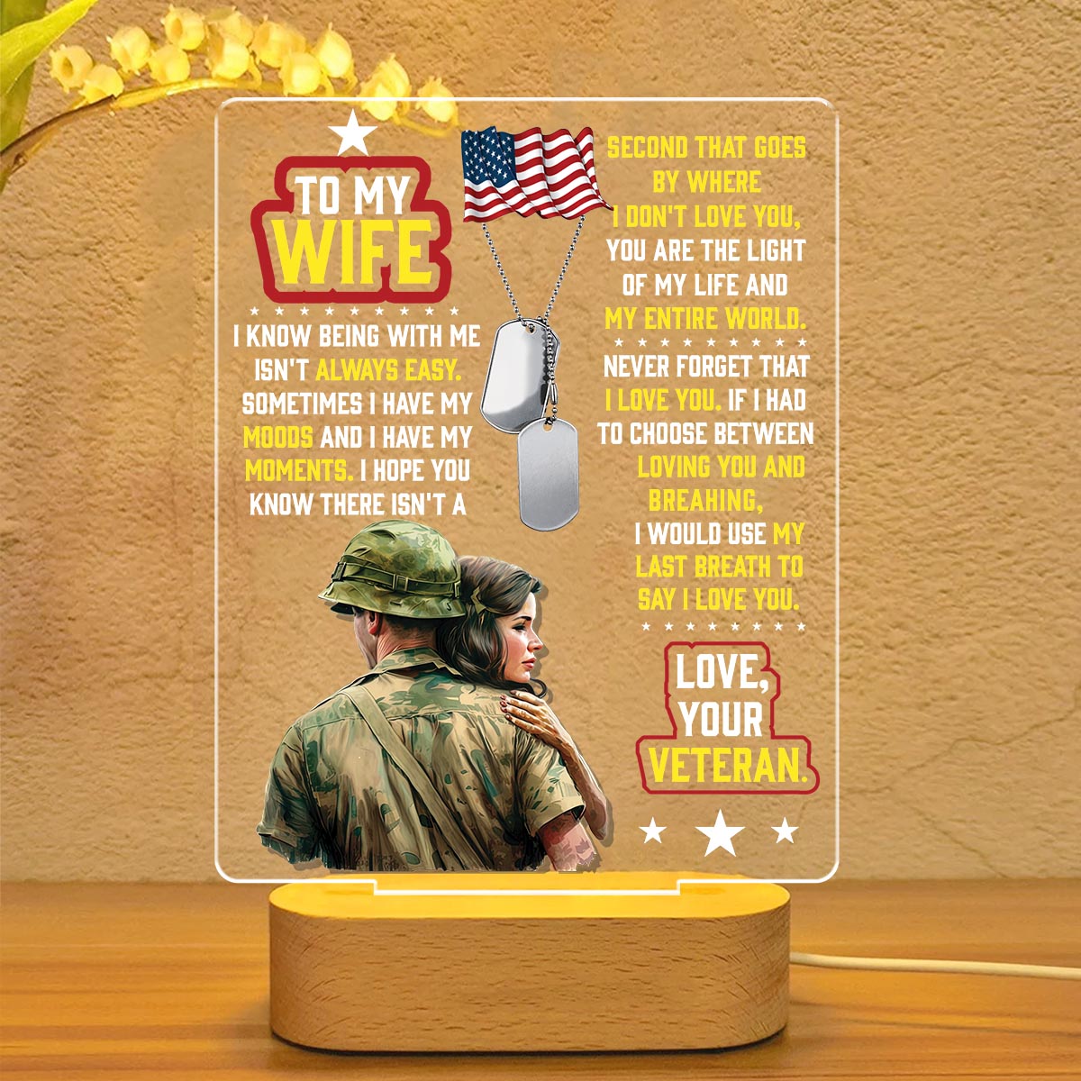 Veteran's Wife To My Wife - 3D LED LAMP