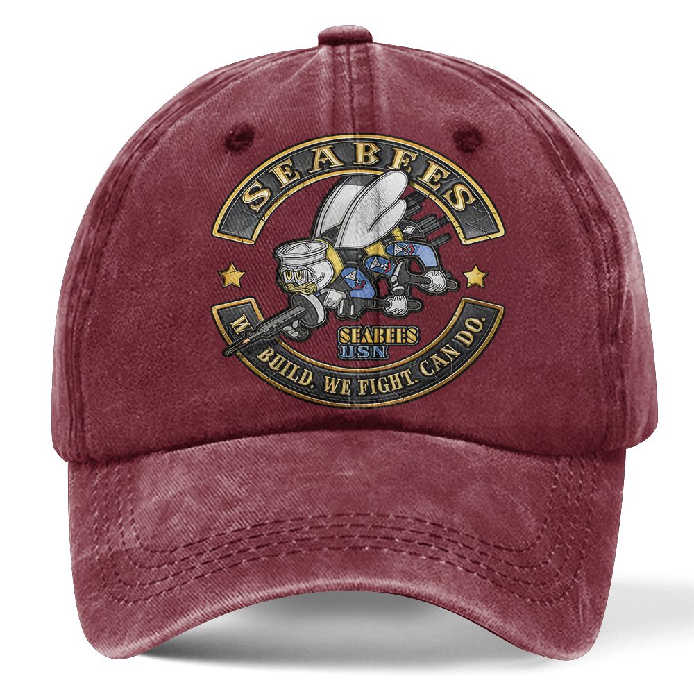 Personalizable Navy Seabee Washed Cap