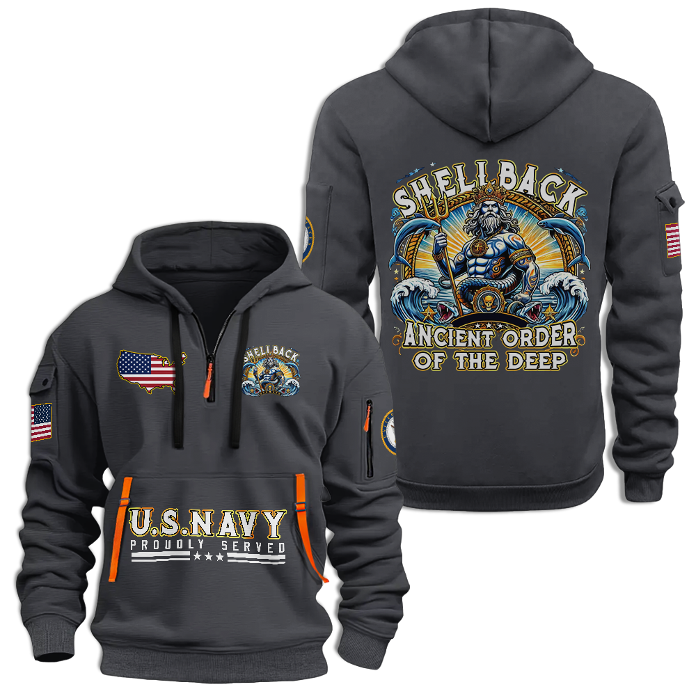 Navy Shellback Ancient Order Of The Deep Quarter Zip Hoodie