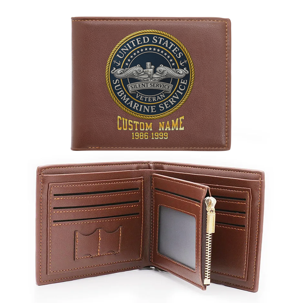 Personalizable Submarine Force Silent Service Leather Wallet