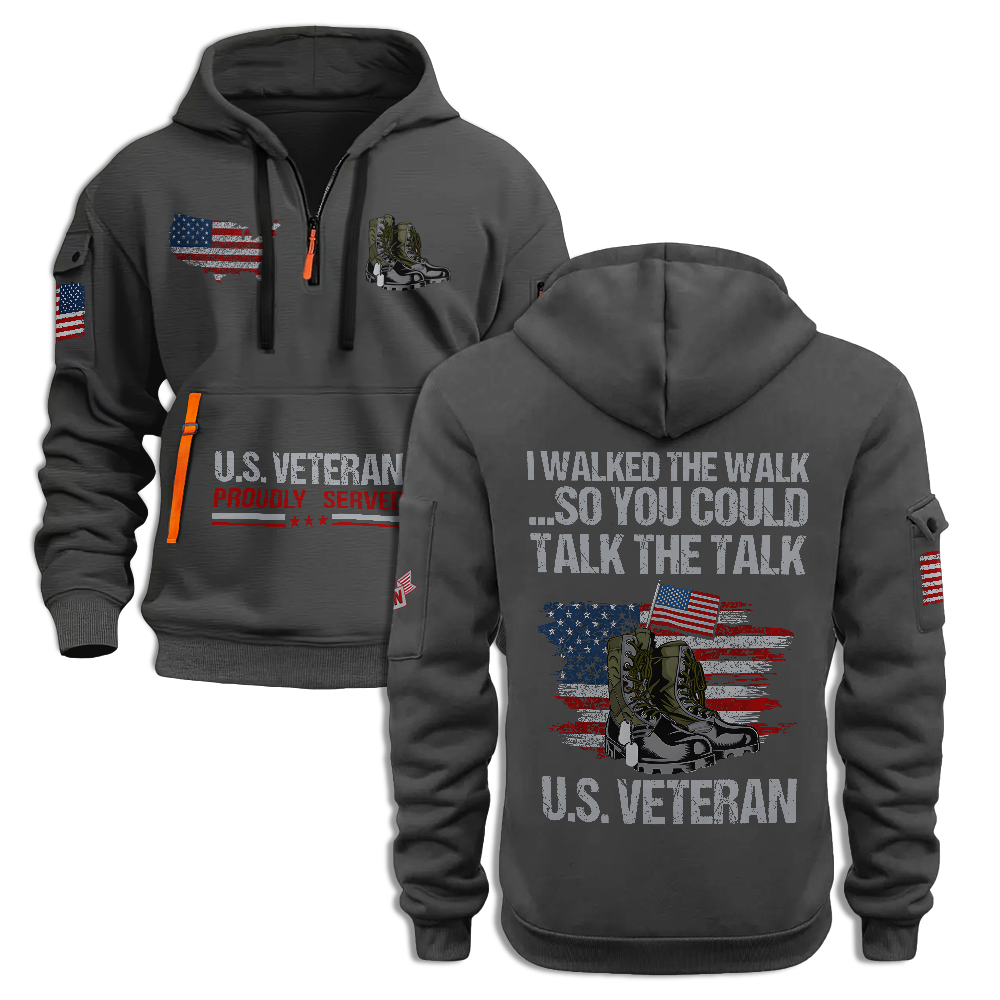 Veteran I Walked The Walk Quarter Zip Hoodie