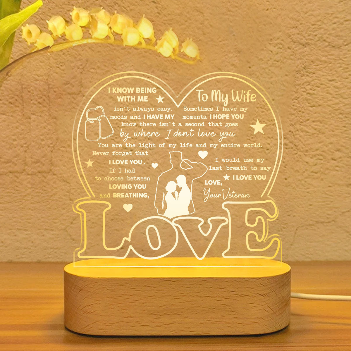 Veteran's Wife To My Wife - 3D LED LAMP