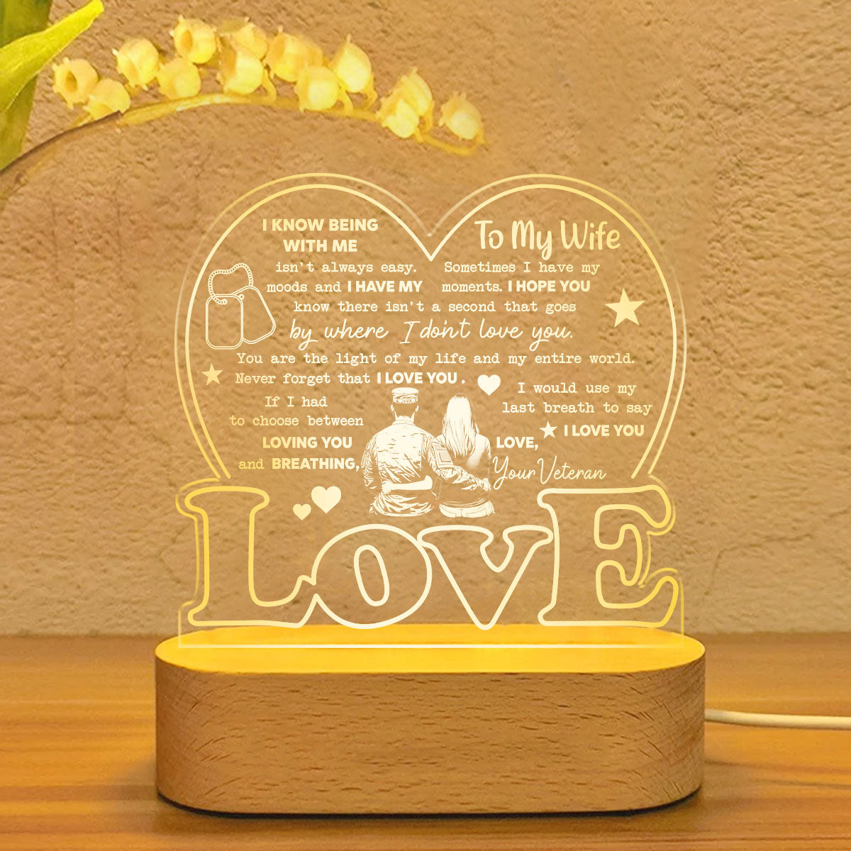 Veteran's Wife To My Wife - 3D LED LAMP