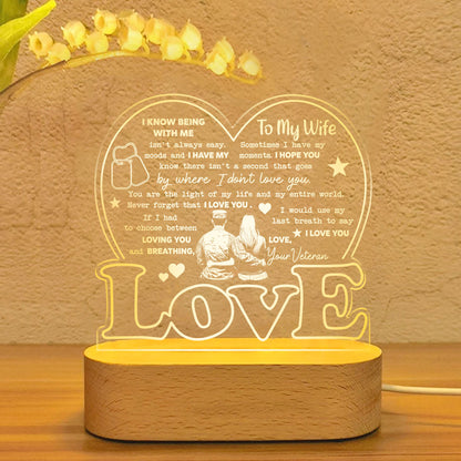 Veteran's Wife To My Wife - 3D LED LAMP