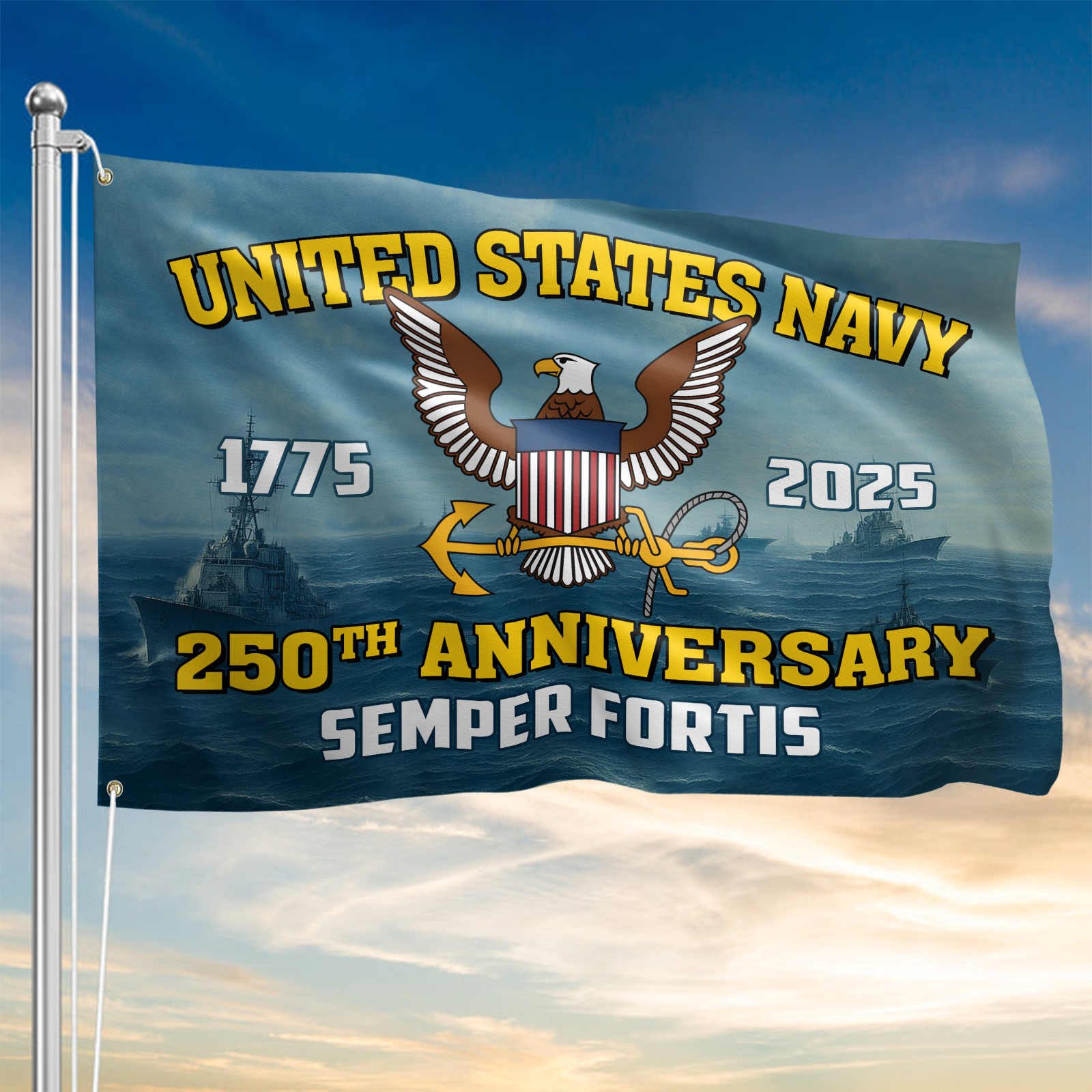 Navy 250th Anniversary House Flag