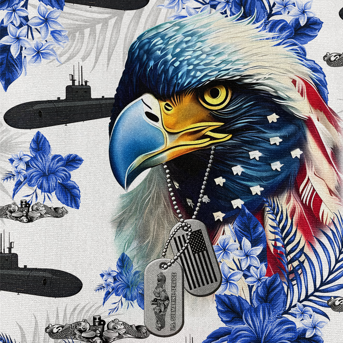 Navy Submarine Tropical Cuban Shirt