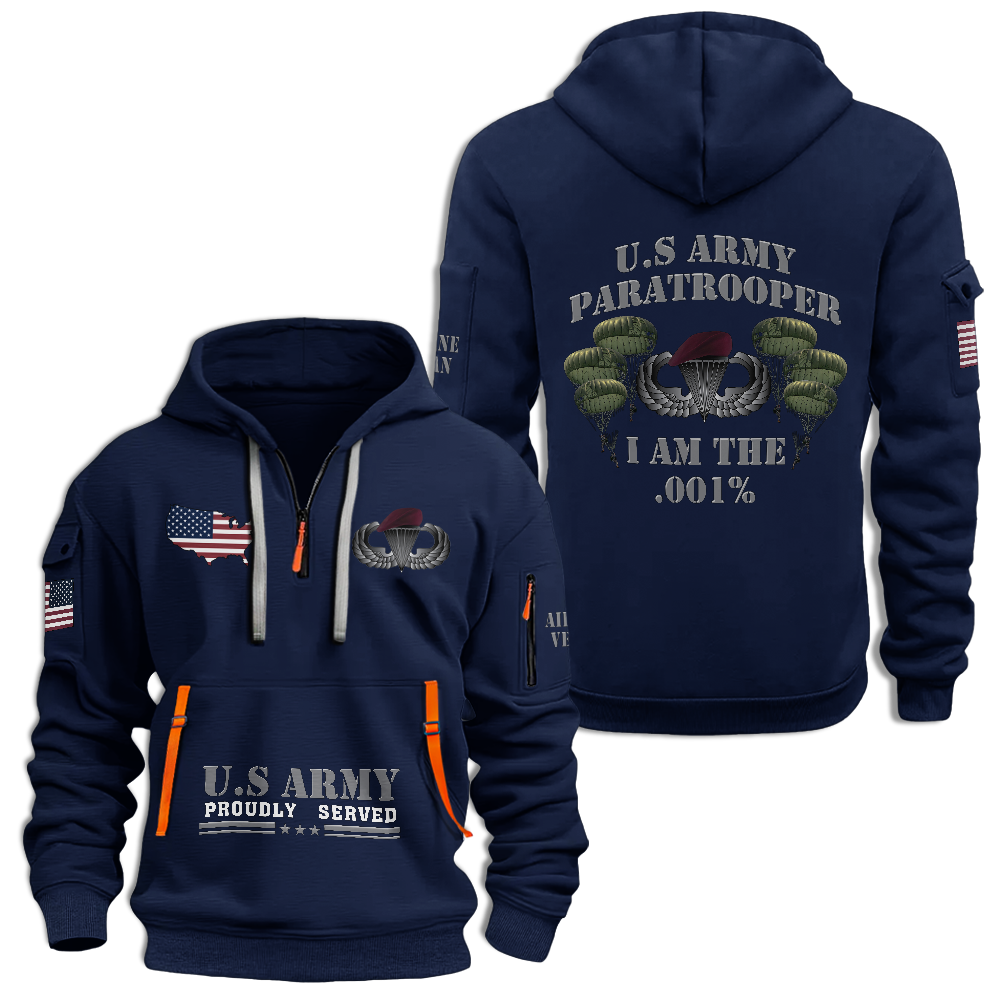 Airborne Paratrooper I Am .001% Quarter Zip Hoodie