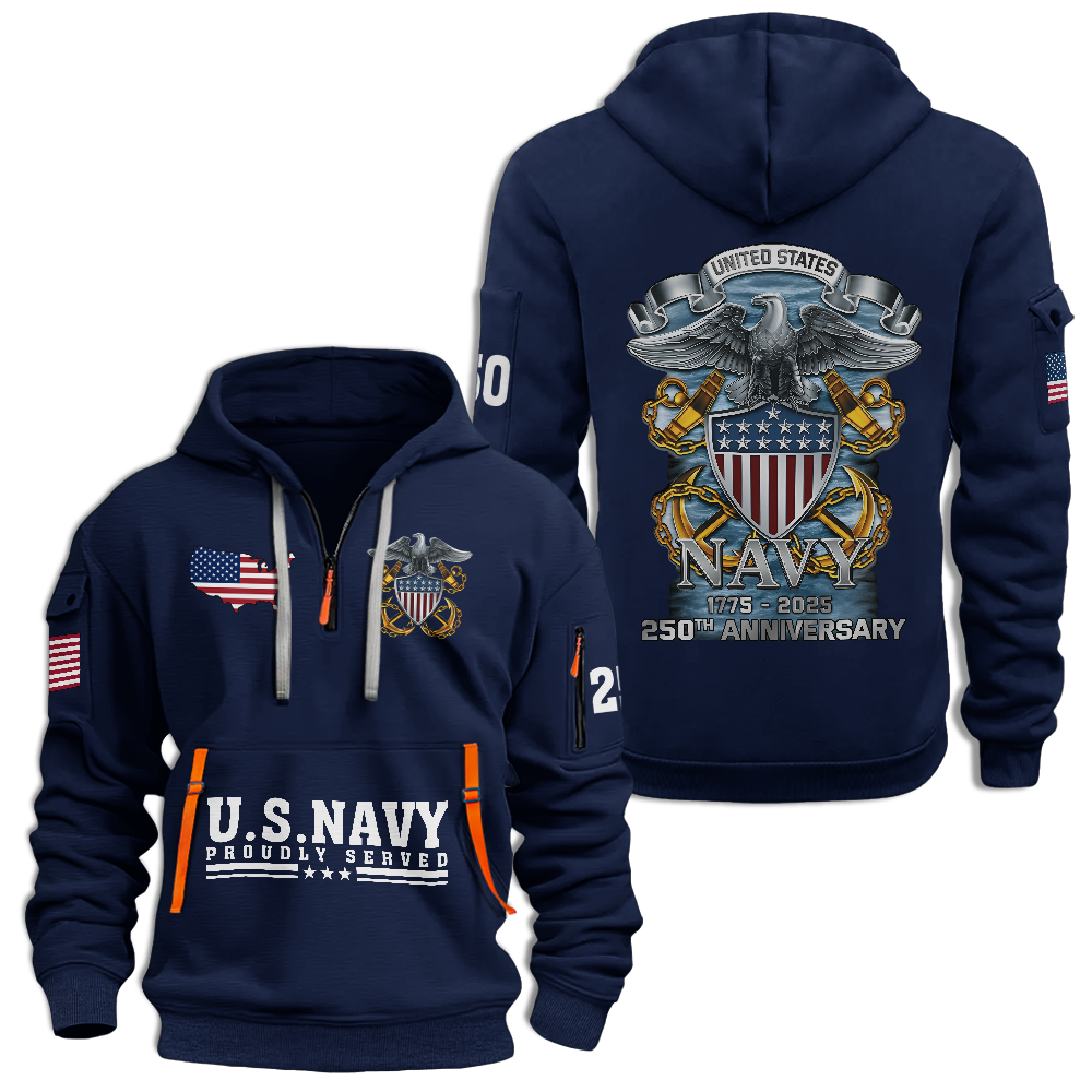 Navy 250th Anniversary Quarter Zip Hoodie
