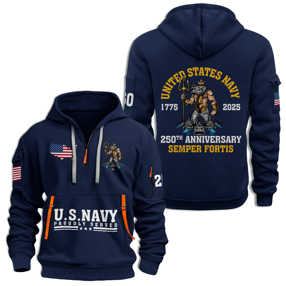 Navy 250th Anniversary Quarter Zip Hoodie