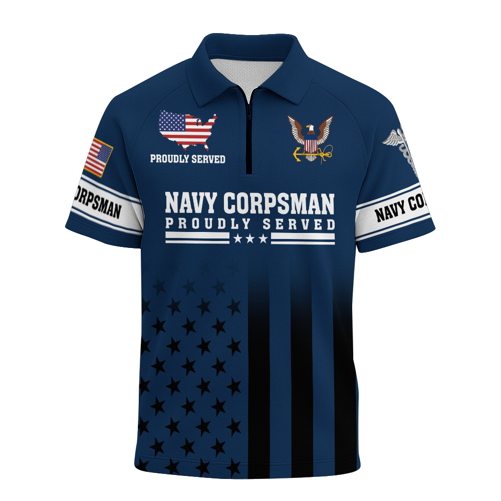 Navy Corpsman Raglan Zip Polo Shirt