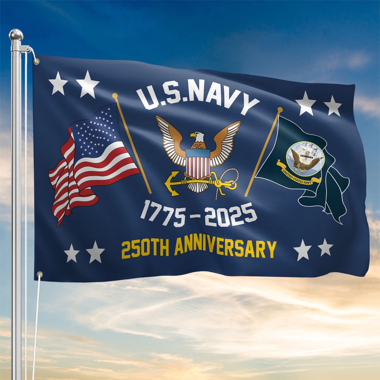 Navy 250th Anniversary House Flag