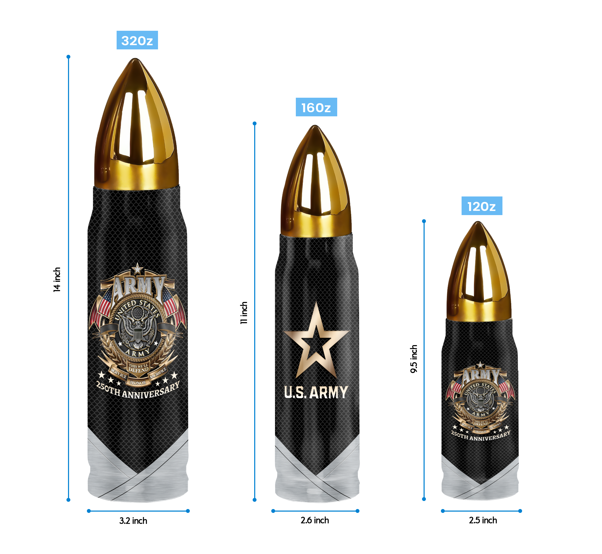 Army 250th Anniversary Bullet Tumbler