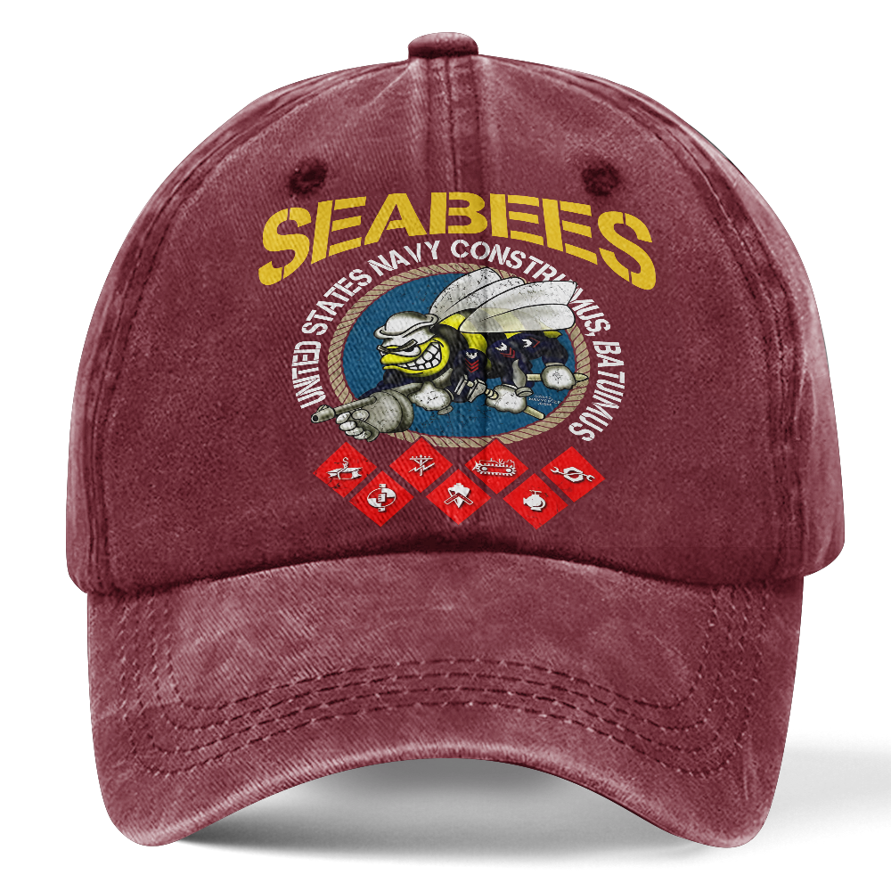 Personalizable Navy Seabee Washed Cap