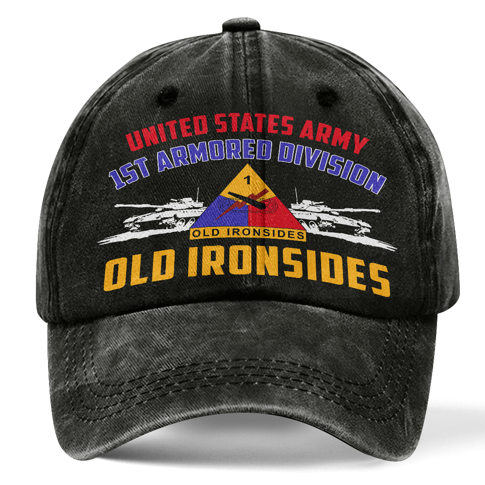 Personalizable Army 1st Armored Division Washed Cap