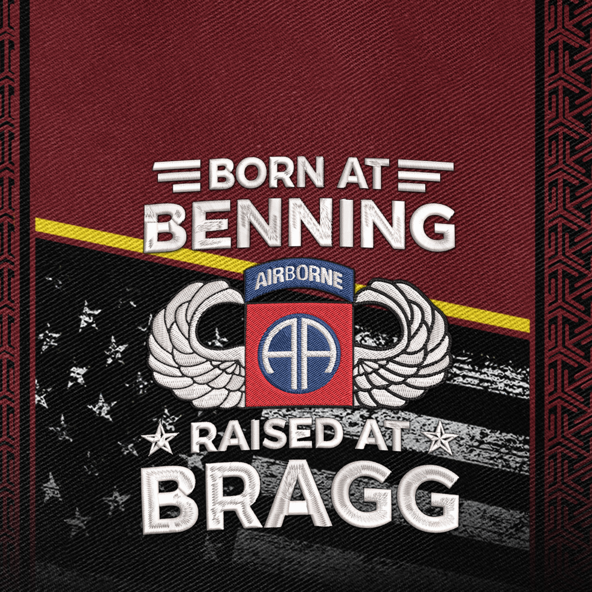 Born At Benning Raised At Bragg Embroidered & Printed Cap