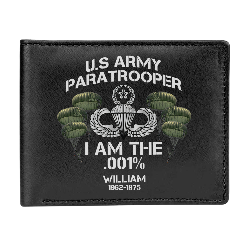 Personalizable Airborne Paratrooper I Am The .001% Leather Wallet