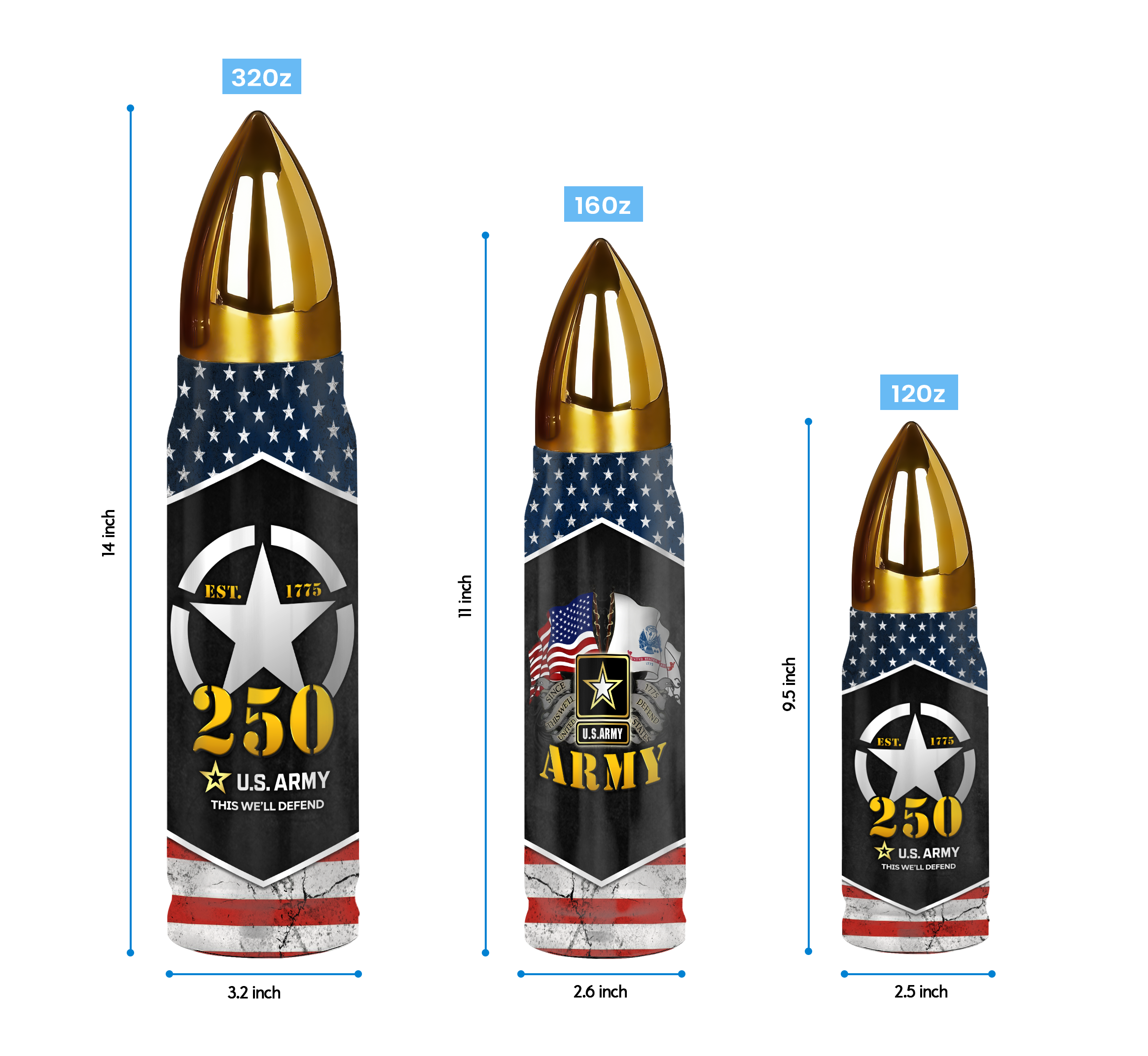 Army 250th Anniversary Bullet Tumbler