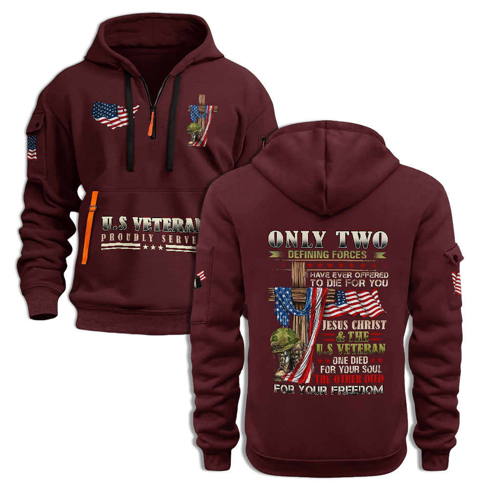 Jesus Christ & U.S Veteran Quarter Zip Hoodie