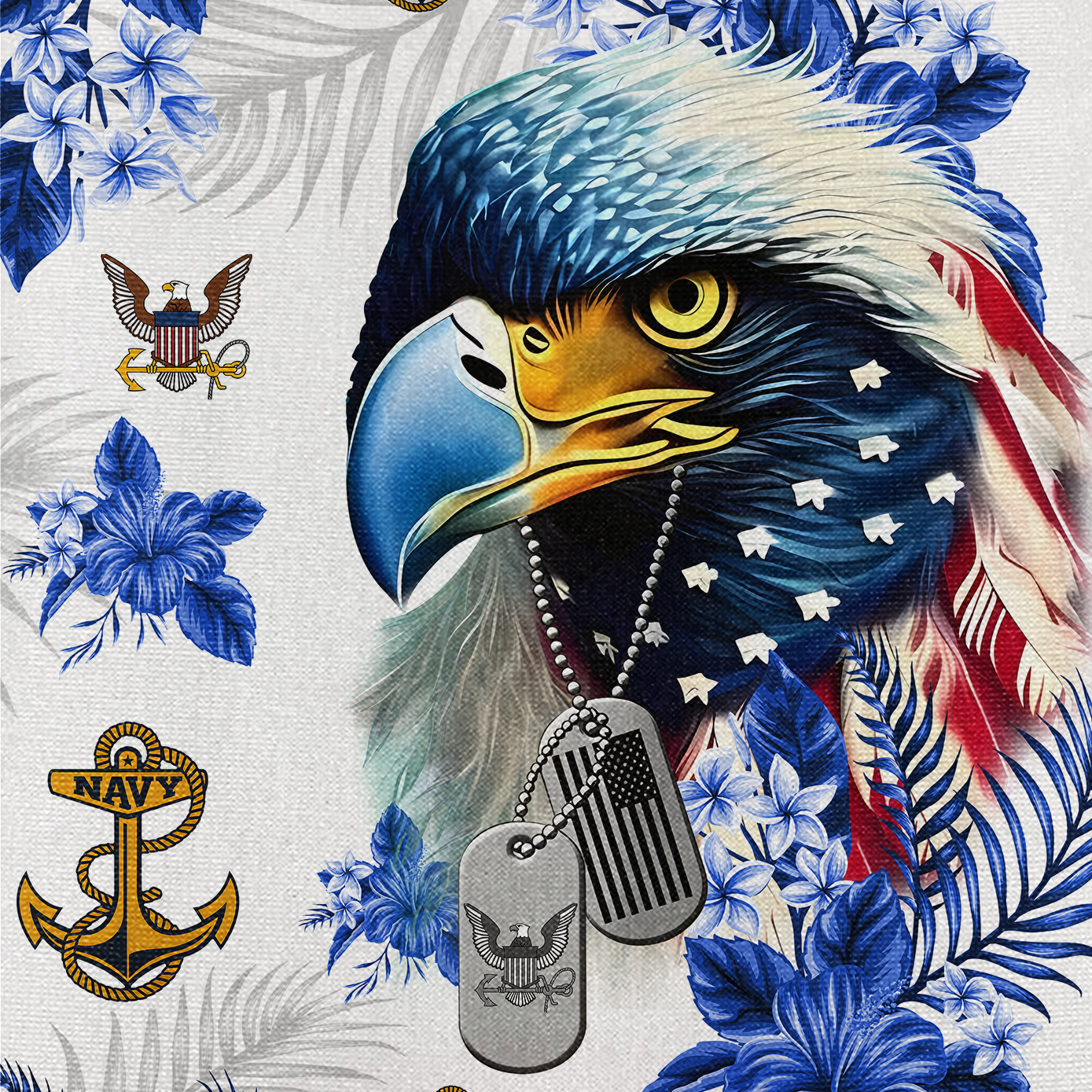 Navy Tropical Cuban Shirt