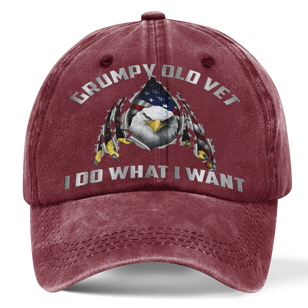 Personalizable Grumpy Old Vet Washed Cap