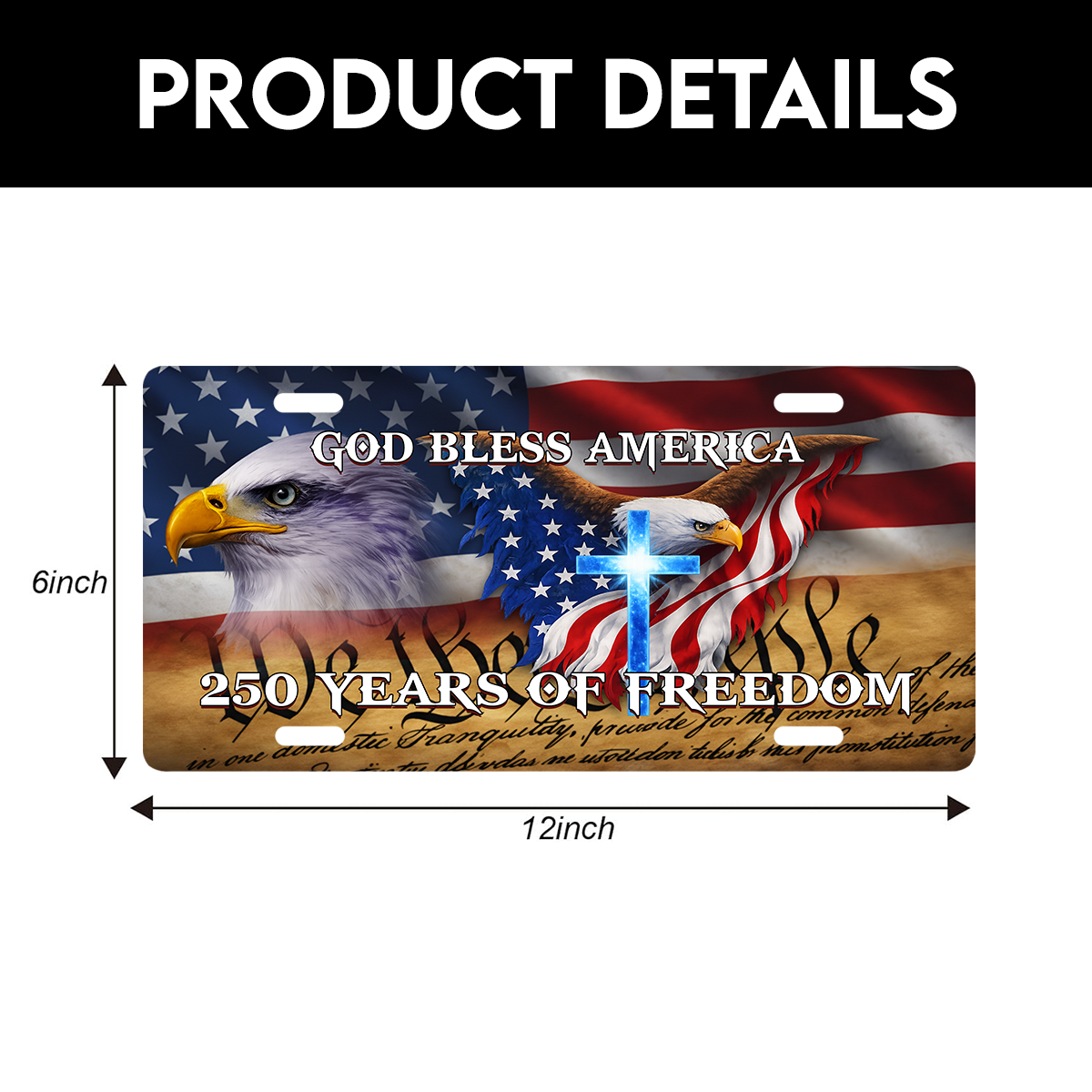 America 250 Years of Freedom Aluminum License Plate