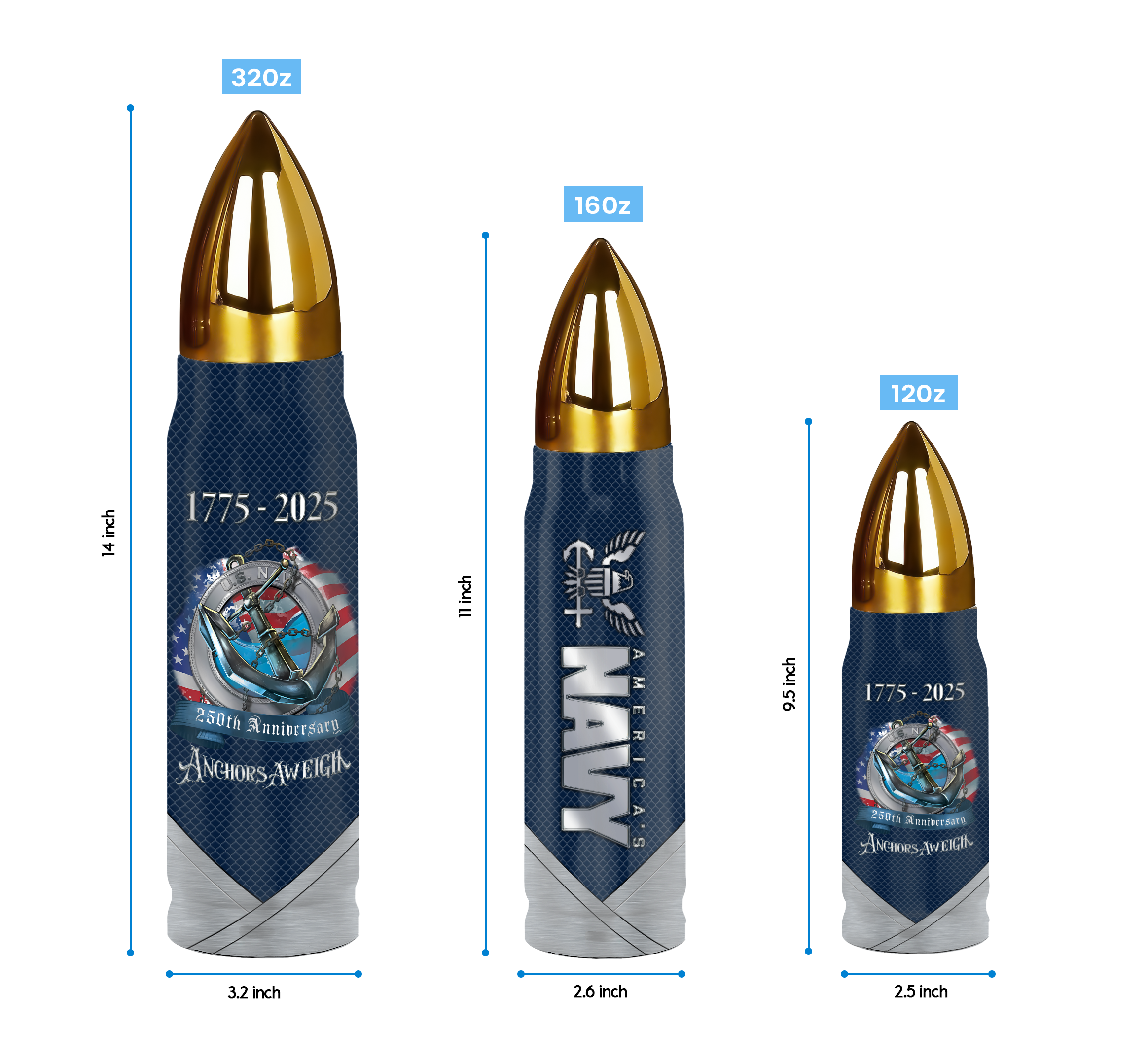 Navy 250th Anniversary Bullet Tumbler