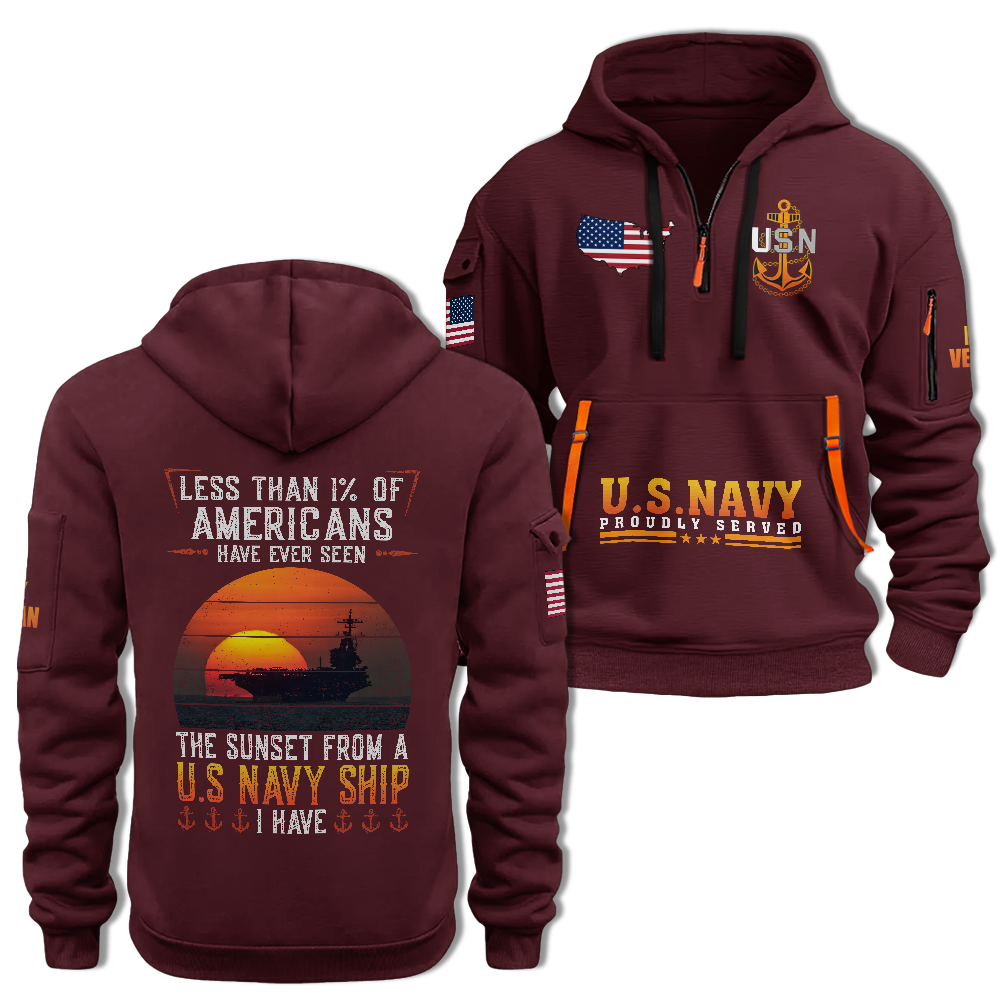 Less Than 1% Navy Ship Quarter Zip Hoodie