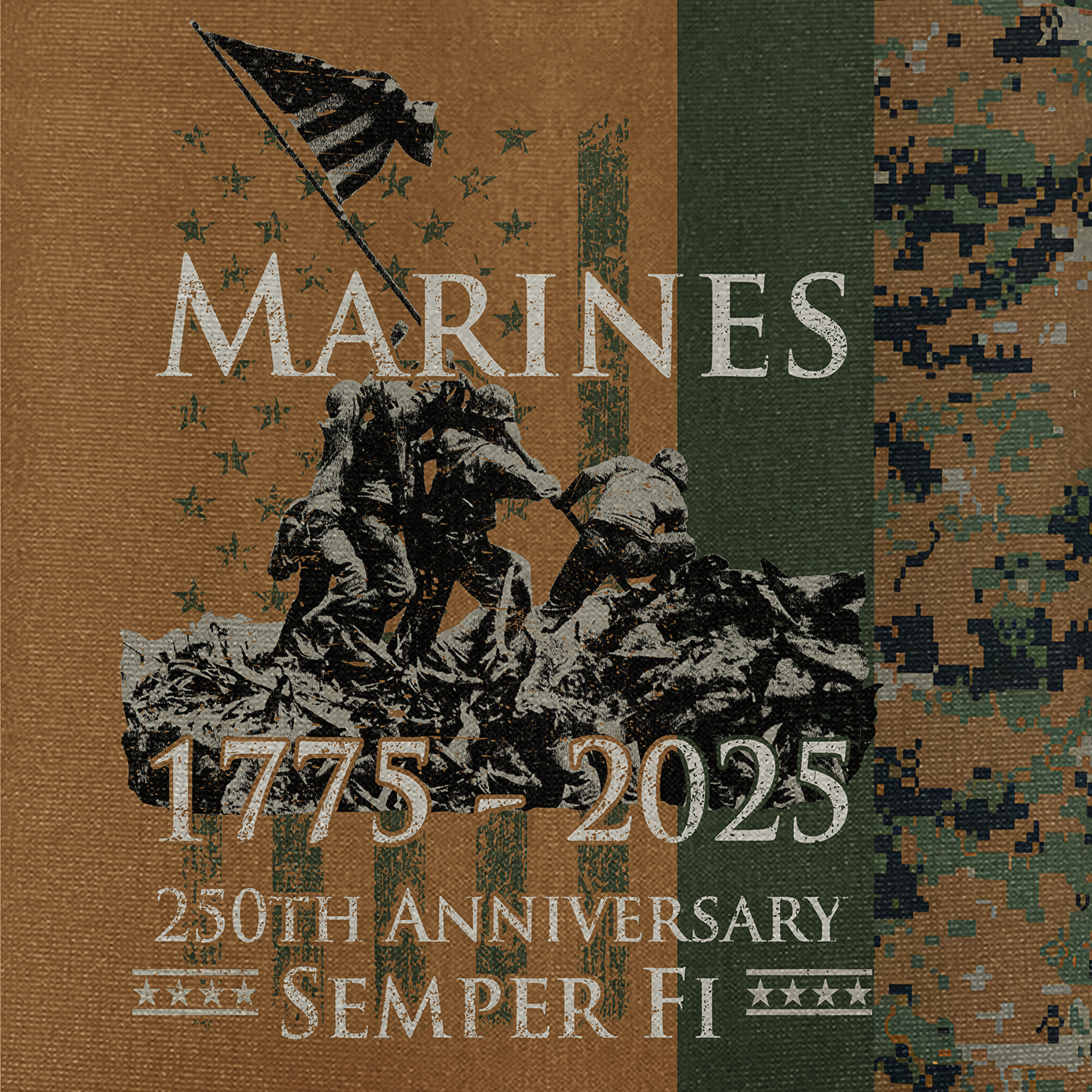 Marines 250th Anniversary Cuban Shirt & Cargo Shorts Combo