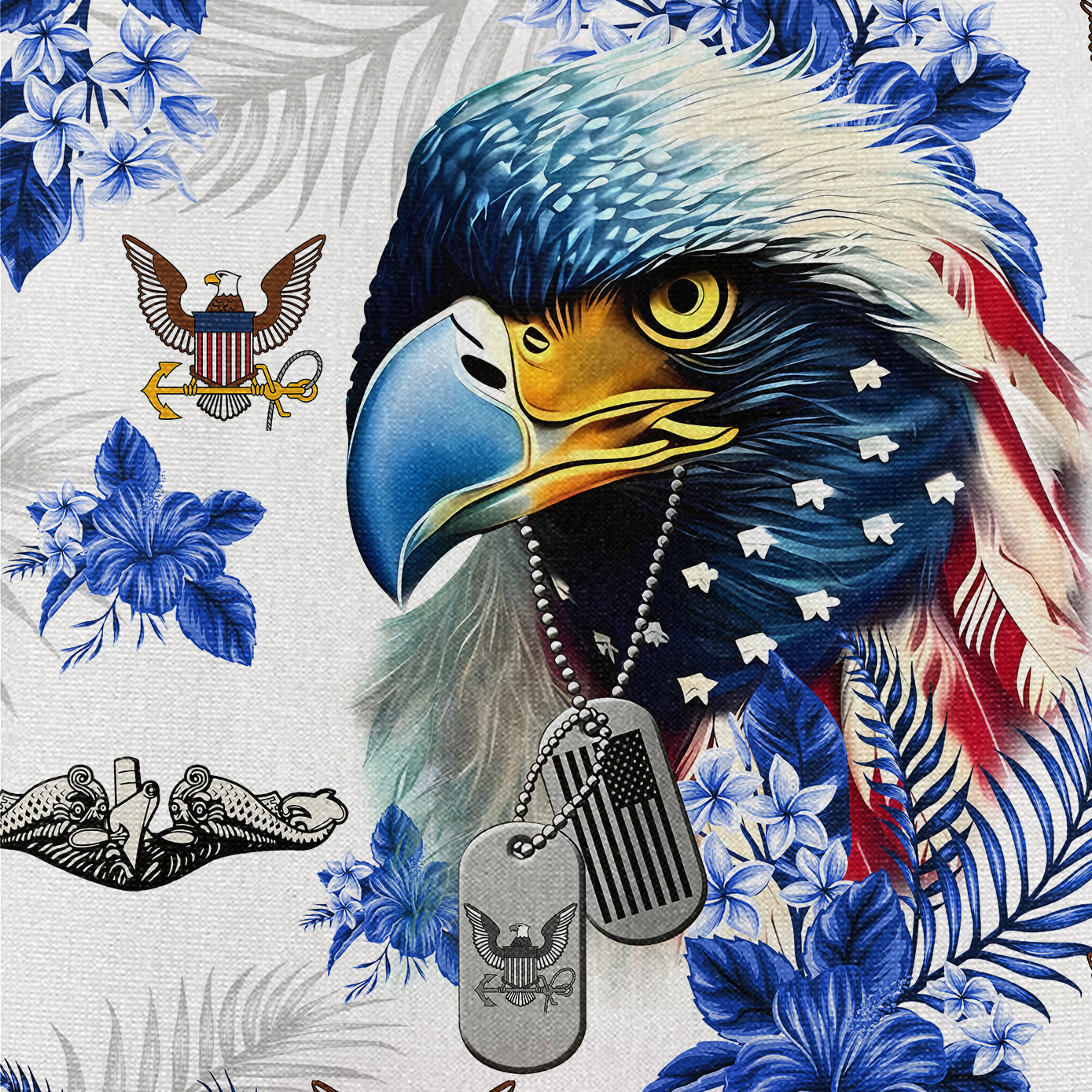 Navy Tropical Cuban Shirt