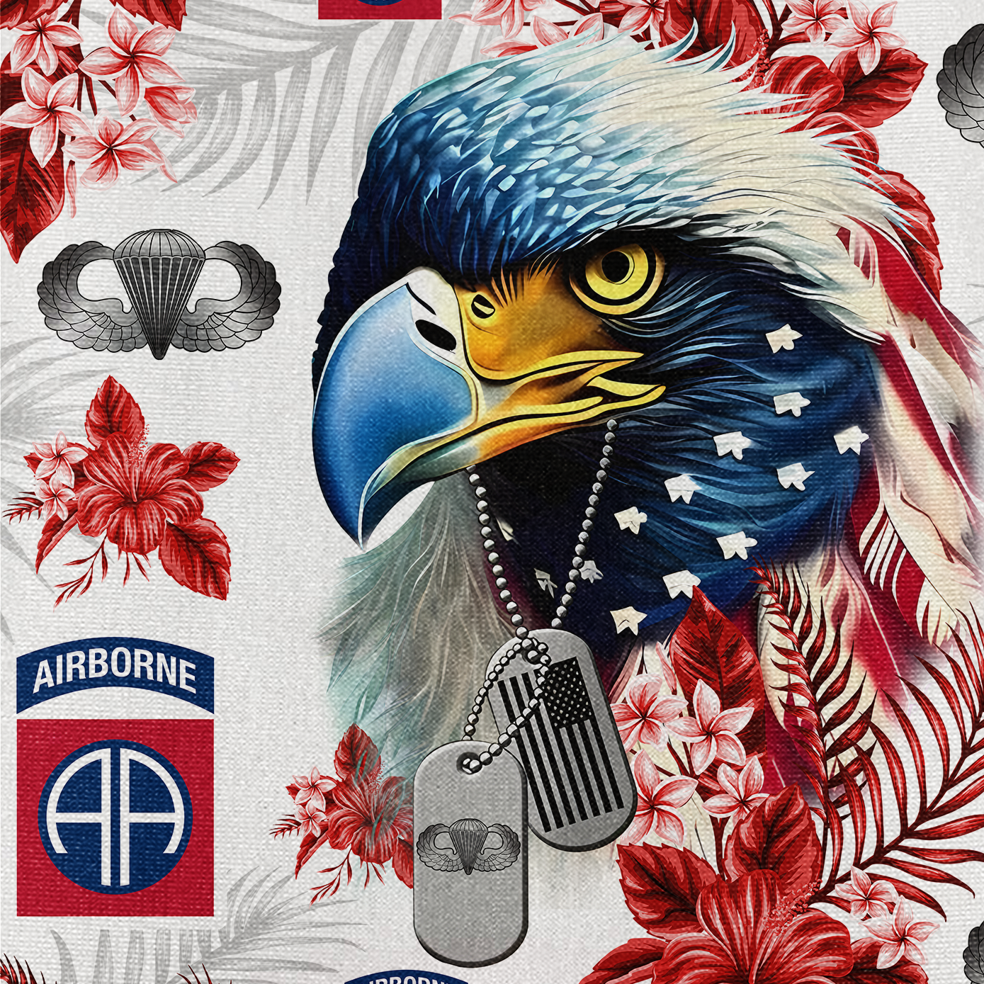 82nd Airborne Tropical Flower Cuban Shirt & Cuban Shirt Combo