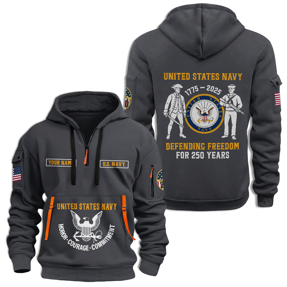 Personalizable Navy 250th Anniversary Quarter Zip Hoodie